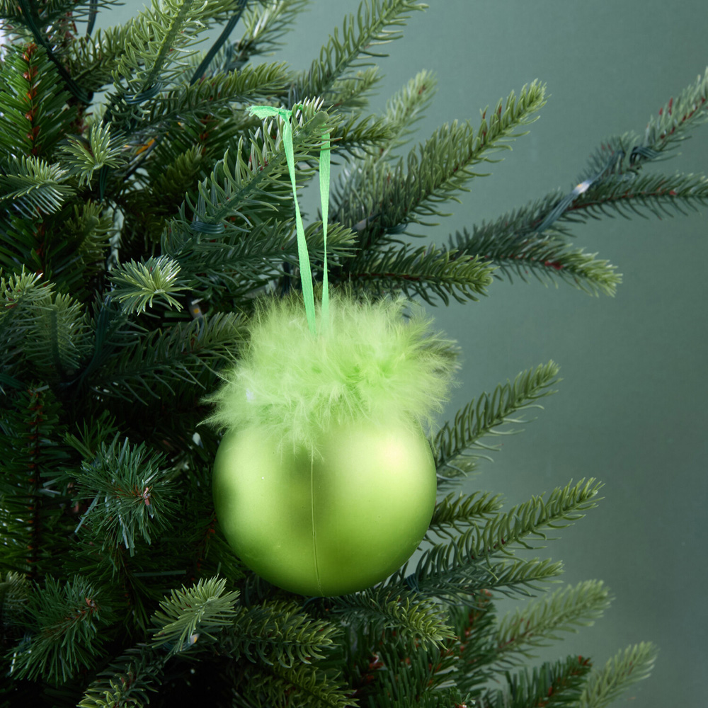 Pack of 6 Fluffy Grumble BaublesGreen Image 2
