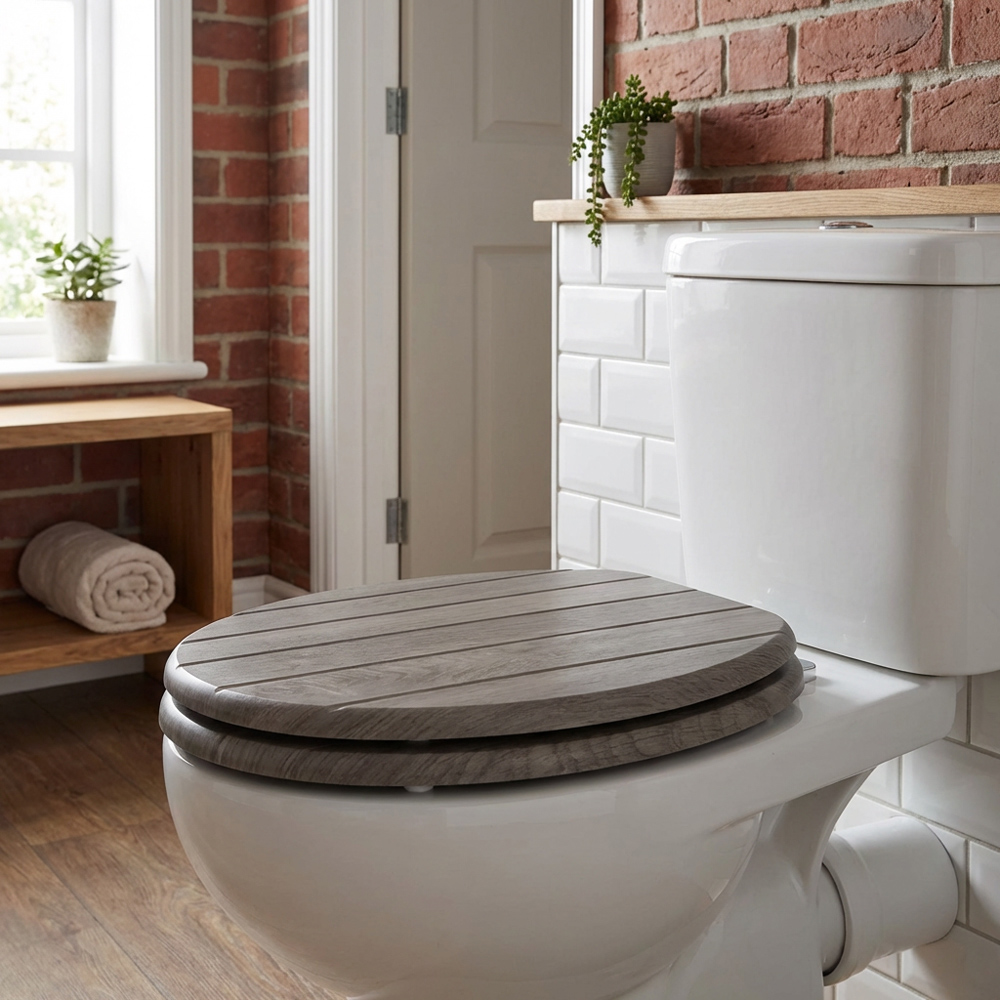 Willow Grey Oak Effect Toilet Seat Image 6