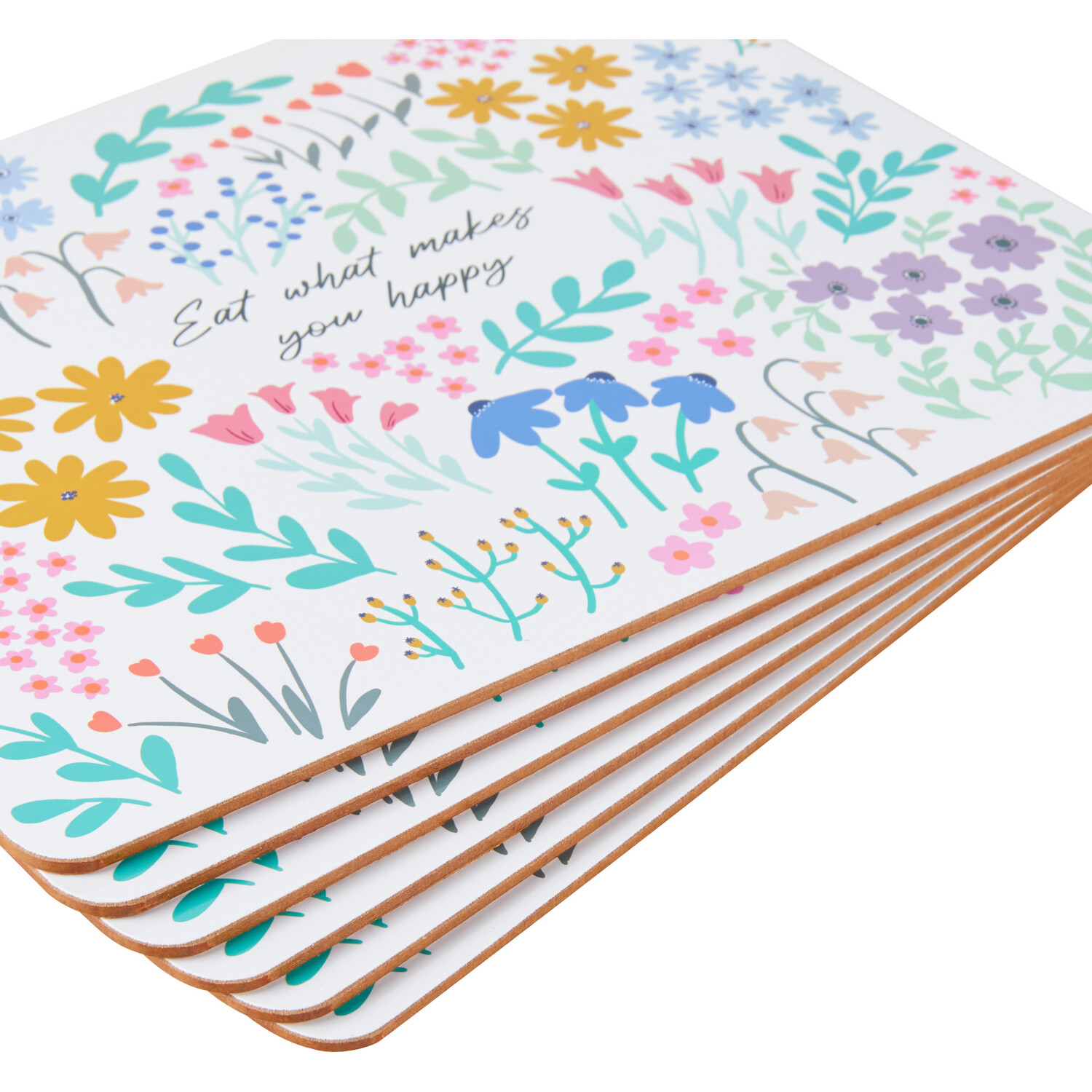 Pack of 6 Wildflower Placemats - White Image 3