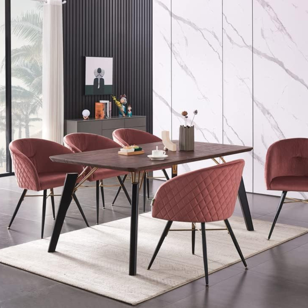 Life Interiors Vittorio Pink Velvet Upholstered Dining Chair Image 7