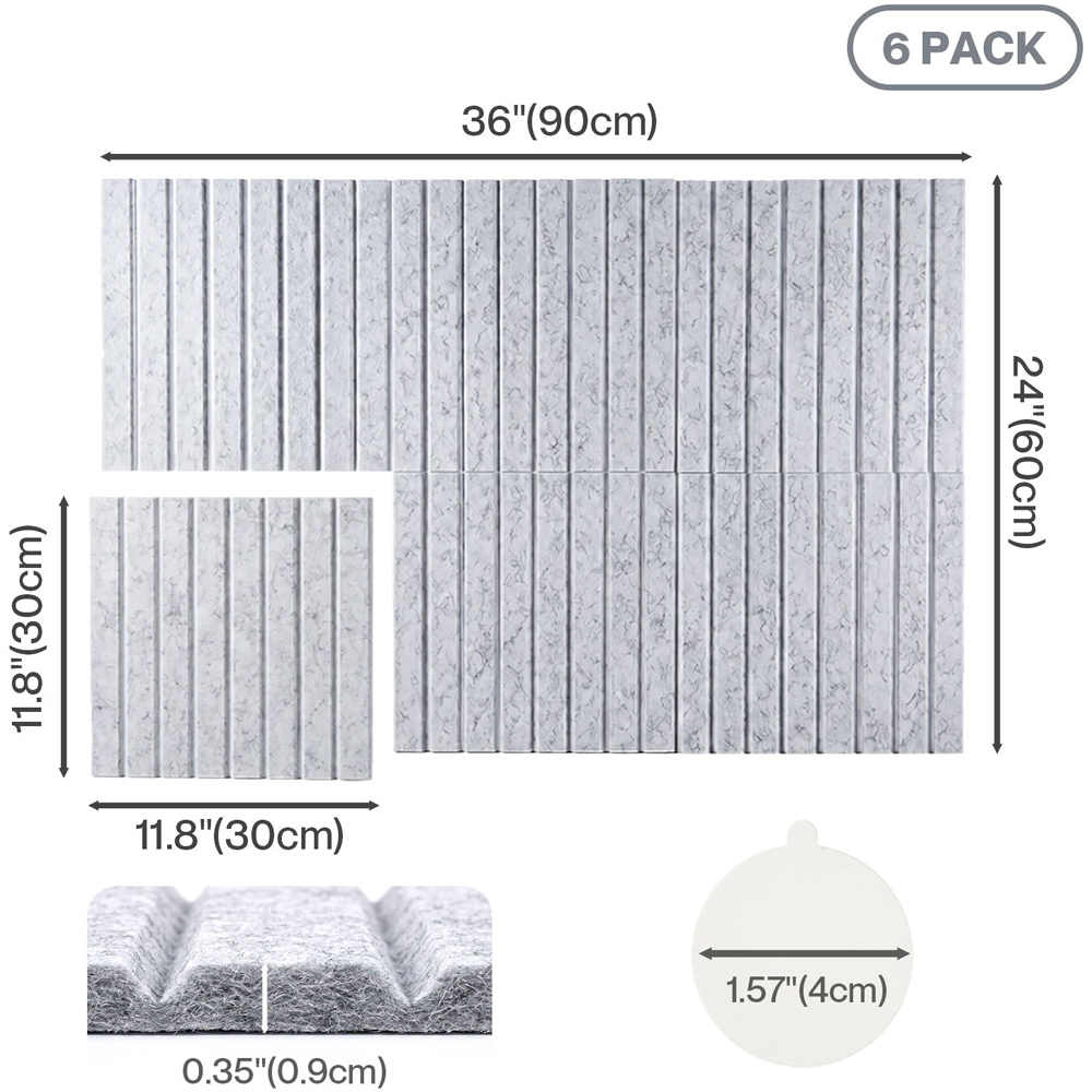 Levede Grey Felt Self Adhesive Notice Board Wall Tile 30 x 30cm 6 Pack Image 9