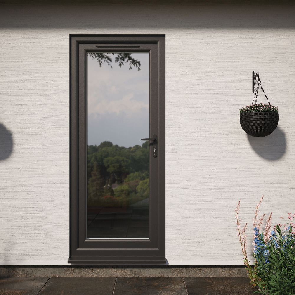 Crystal Black and White Full Glass LH Open Clear Triple Glazed Door 920 x 2090mm Image 2