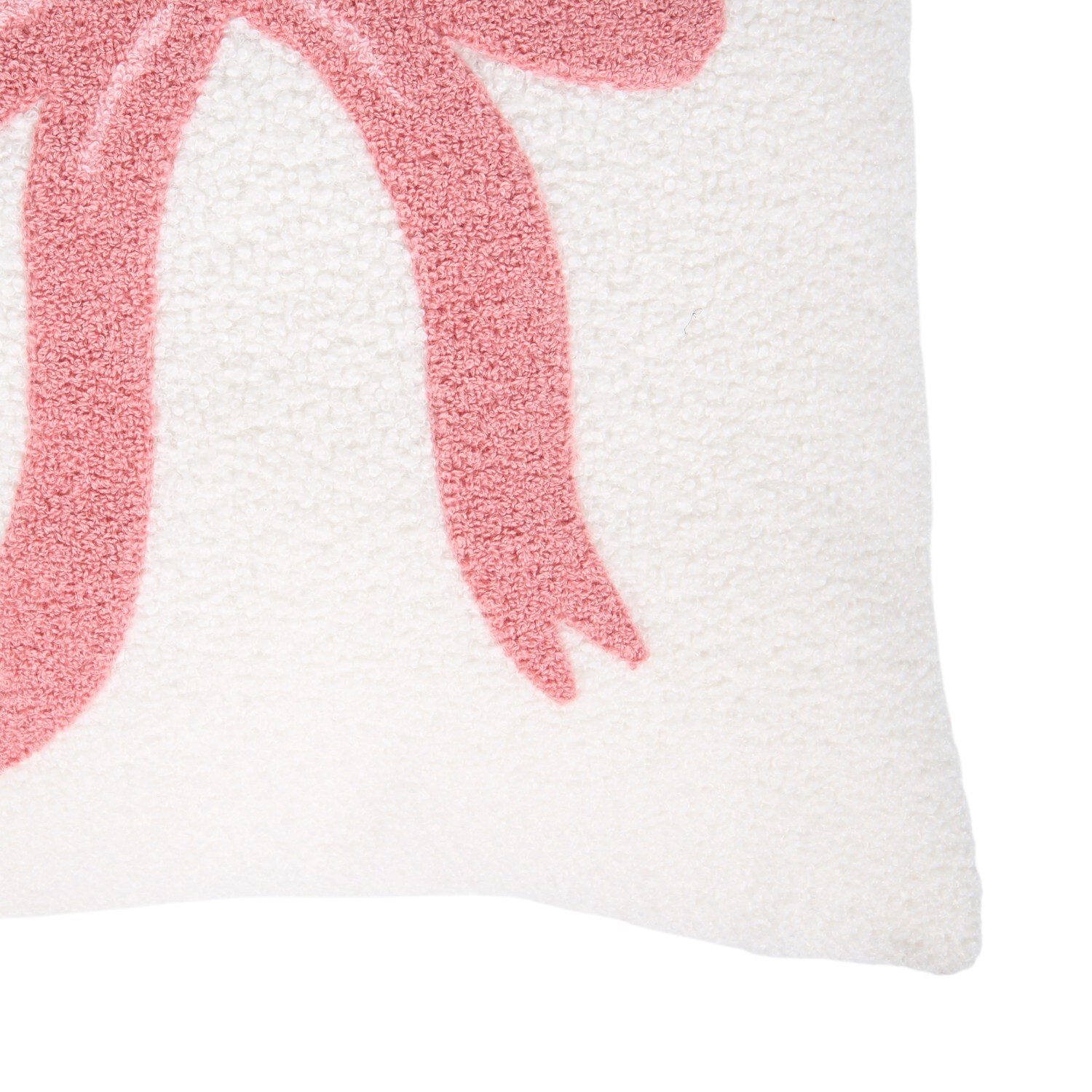 Teddy Fleece Bow Cushion Pink Image 3