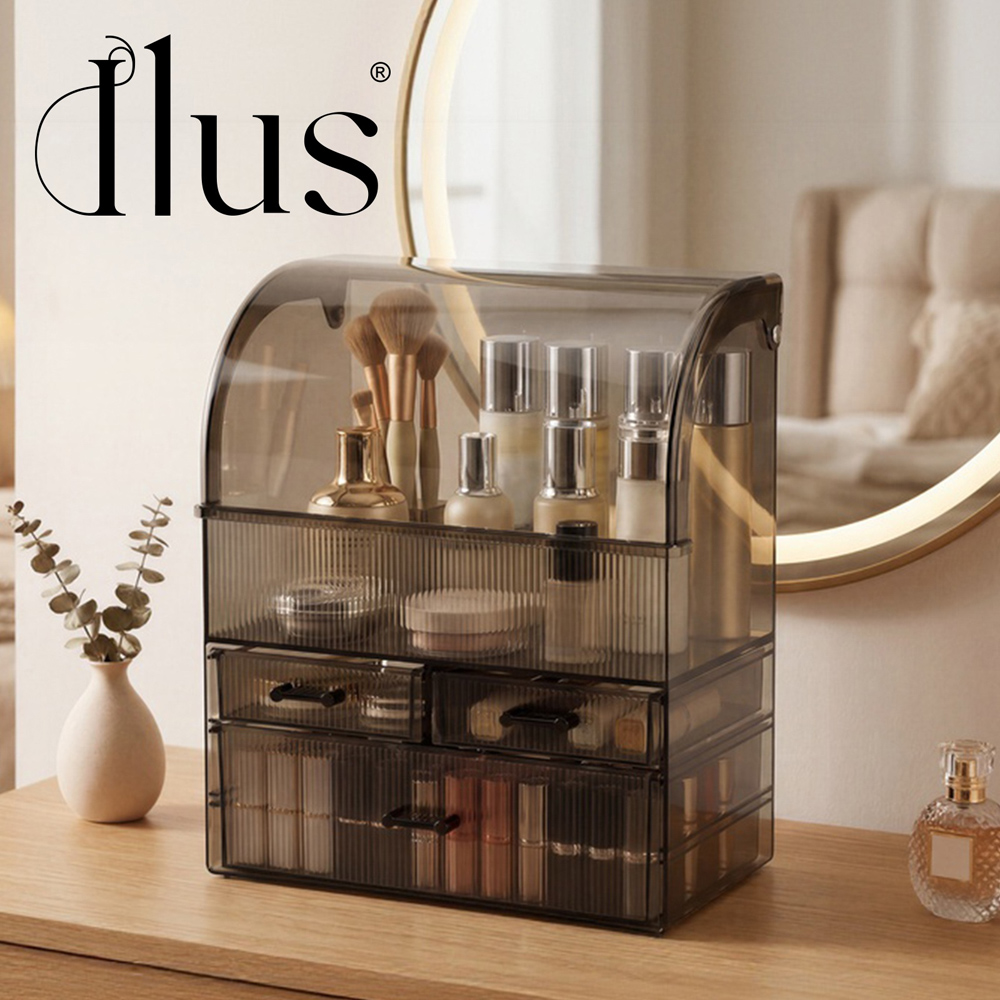 ilus Black Transparent Single Door 3 Drawer Acrylic Makeup Storage Organiser Image 8