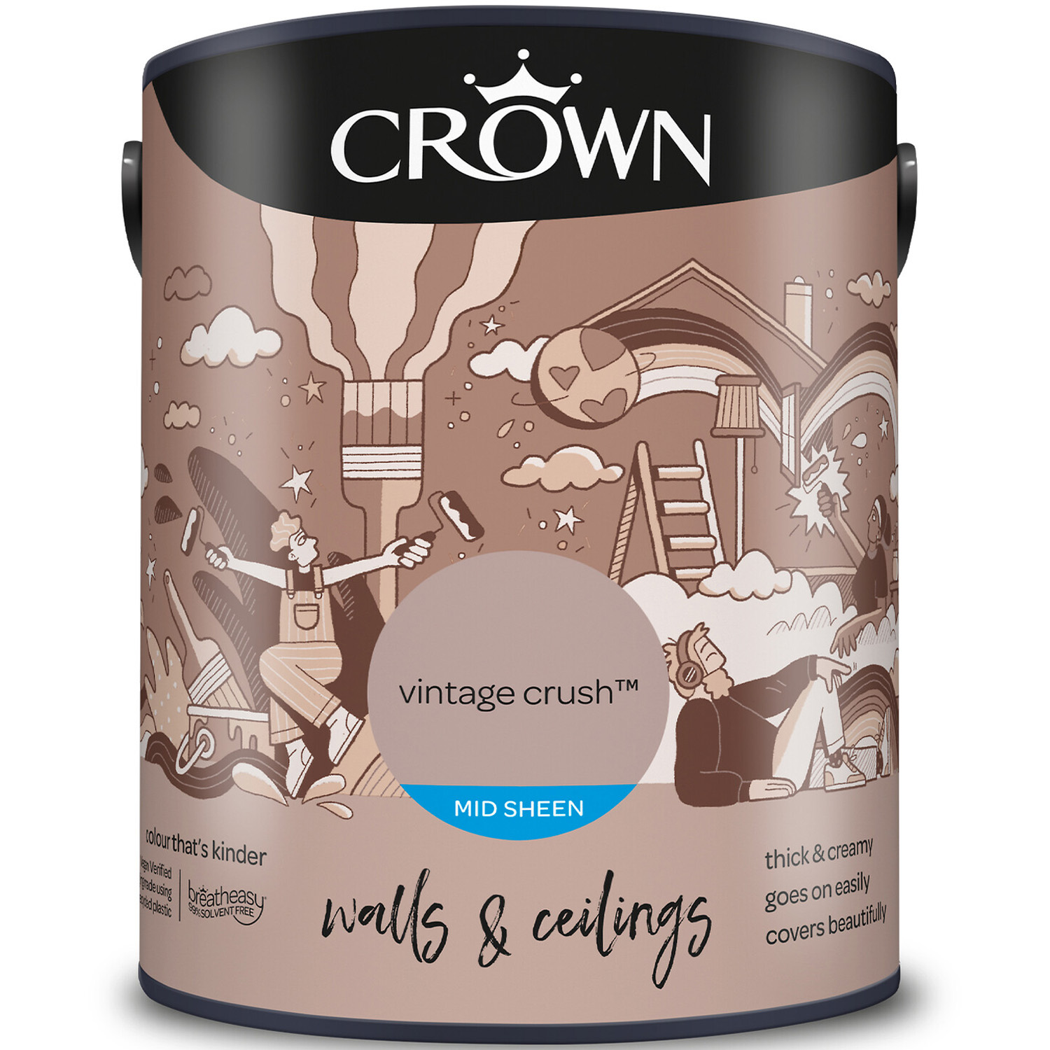 Crown Walls & Ceilings Vintage Crush Mid Sheen Emulsion Paint 2.5L Image 2