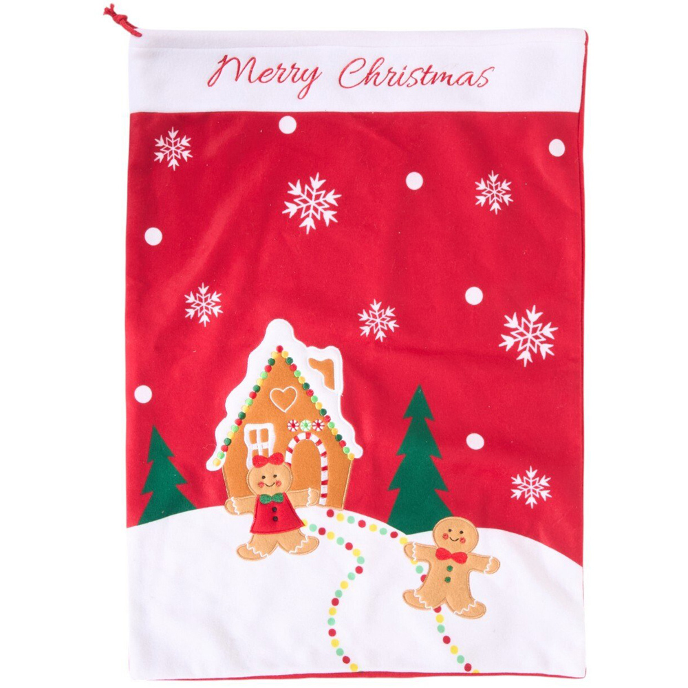 Merry Christmas Gingerbread Sack Red Image 1