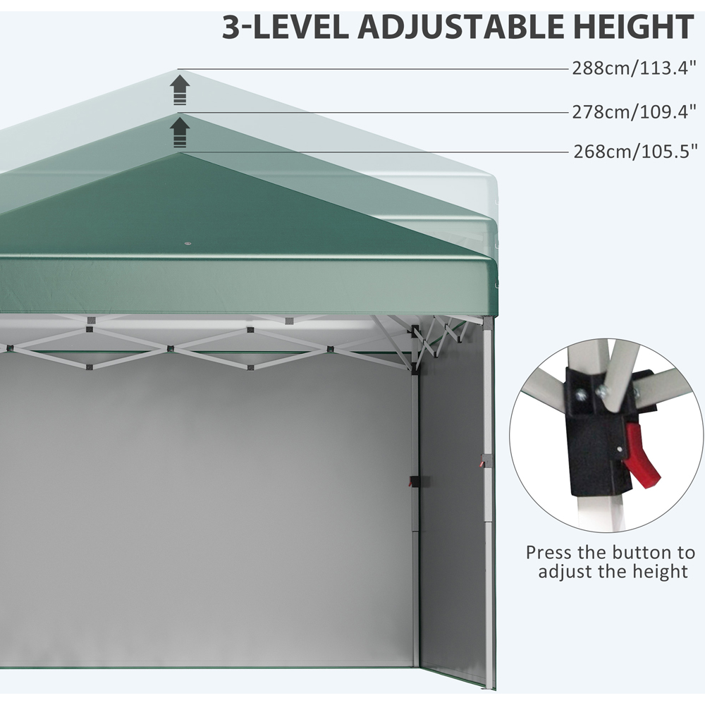 Outsunny 3x3 (M) Pop Up Gazebo Party Tent w/ 2 Sidewalls, Weight Bags, Green Image 8