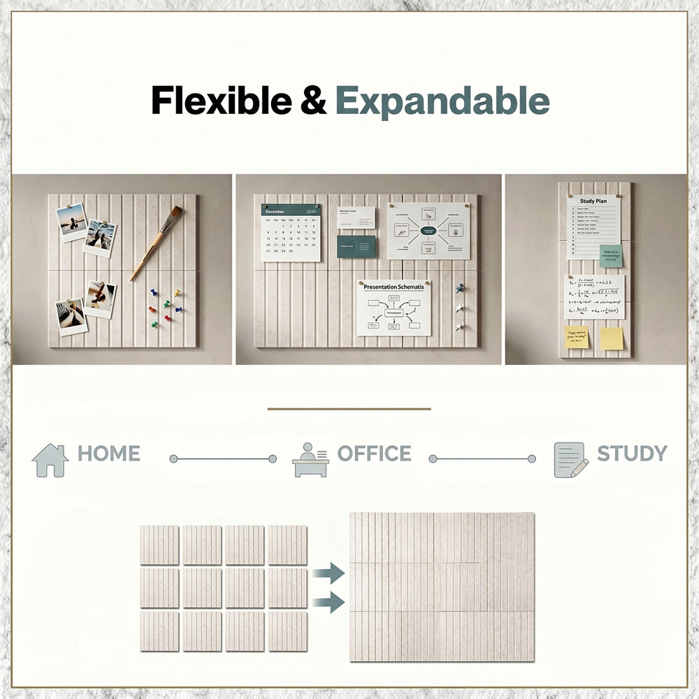 Levede Beige Felt Self Adhesive Notice Board Wall Tile 30 x 30cm 12 Pack Image 8