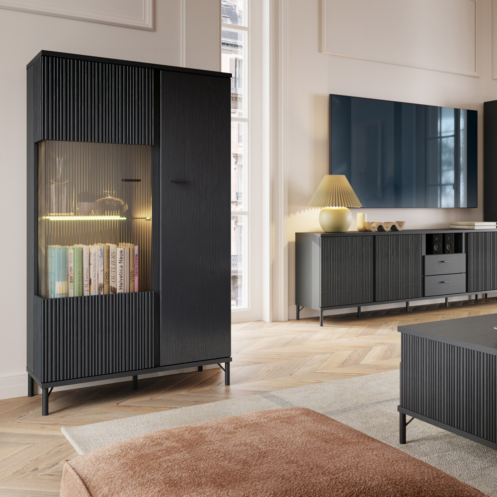 Furniture To Go Lusaka Black Graphite 2 Door Display Cabinet Image 4