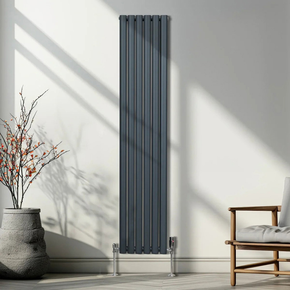 MonsterShop Anthracite Grey Oval Column Radiator 4816 BTU 1800 x 360mm Image 2