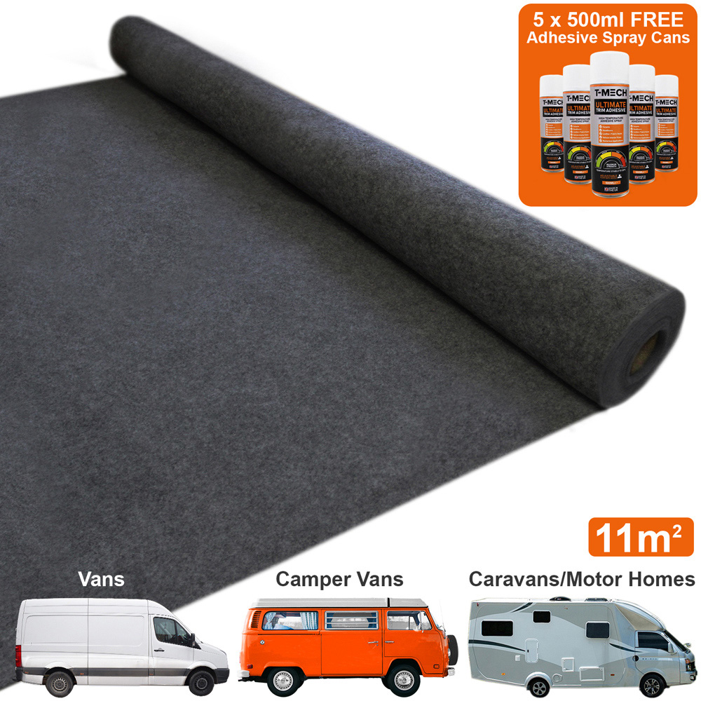 T-Mech Anthracite Van Carpet Lining with 5 Adhesive Cans Image 3