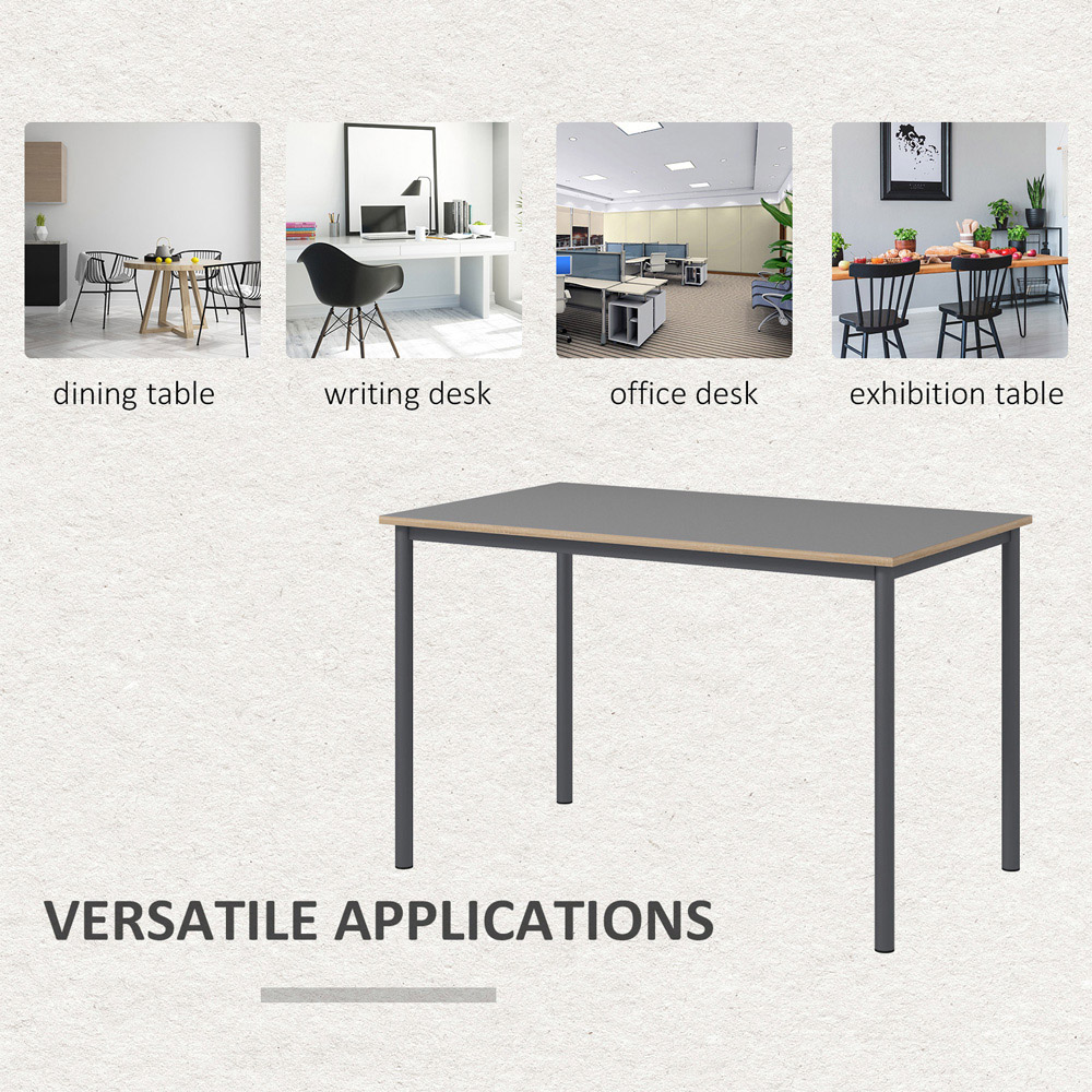 HOMCOM 120cm Minimalistic Dining Table Steel Frame Foot Pads Simple Style Grey Image 5