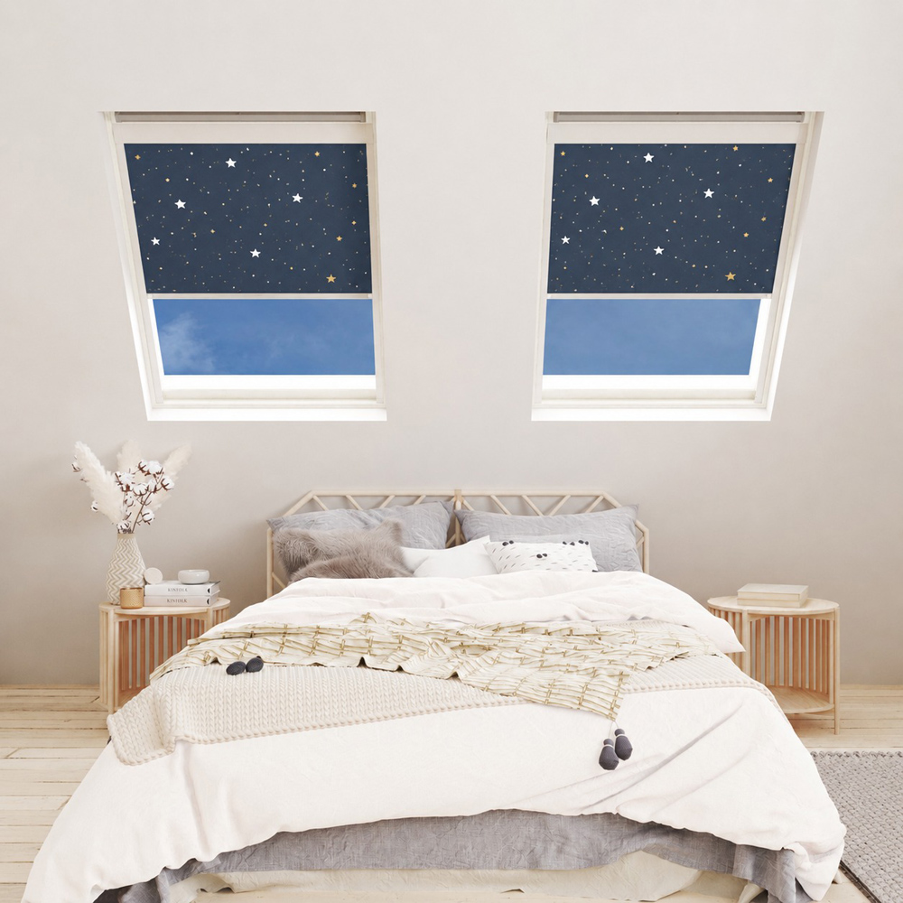 Bloc Blinds Night Sky Blackout Silver Frame Size PK04 Velux Roof Window Skylight Blind Image 2