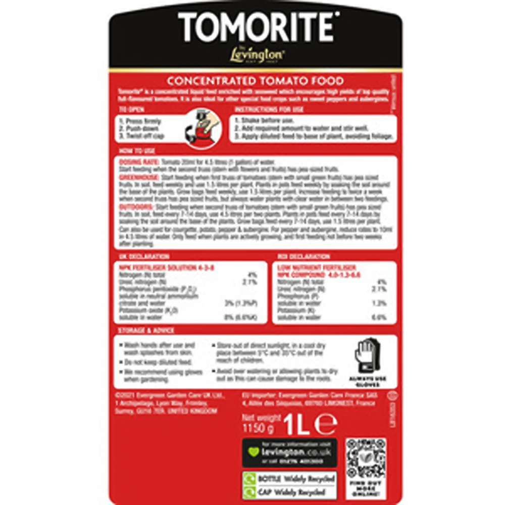 Levington Tomorite Concentrated Liquid Tomato Food 1L Image 2