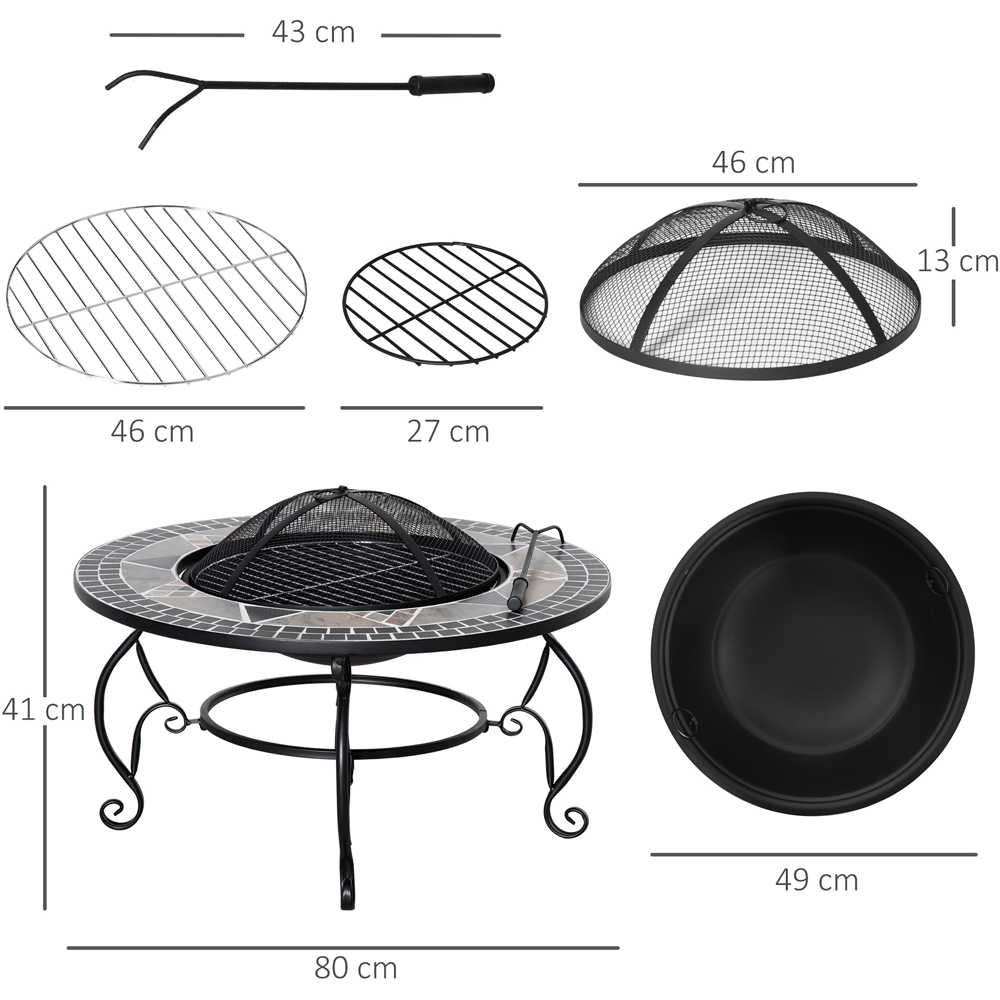 Outsunny Firepit Fire Bowl W/ Grill Spark Screen Cover Fire Poker Bonfire Patio Image 9