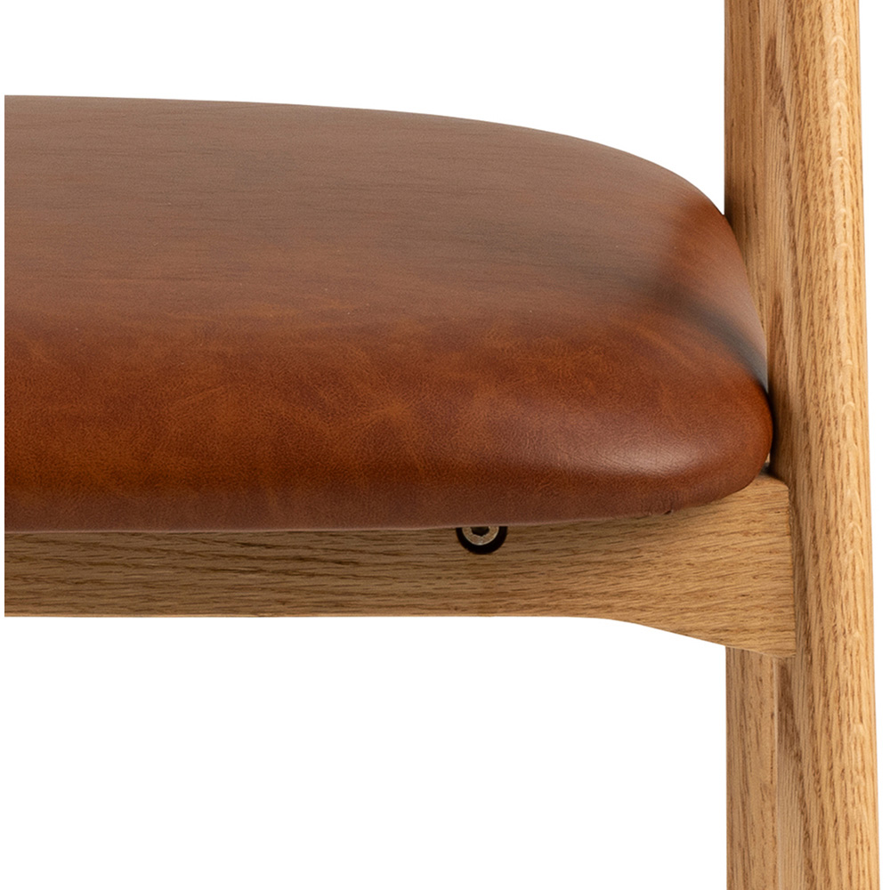 Furniture To Go Addi Retro Brandy PU Leather Dining Chair with Armrest Set of 2 Image 8