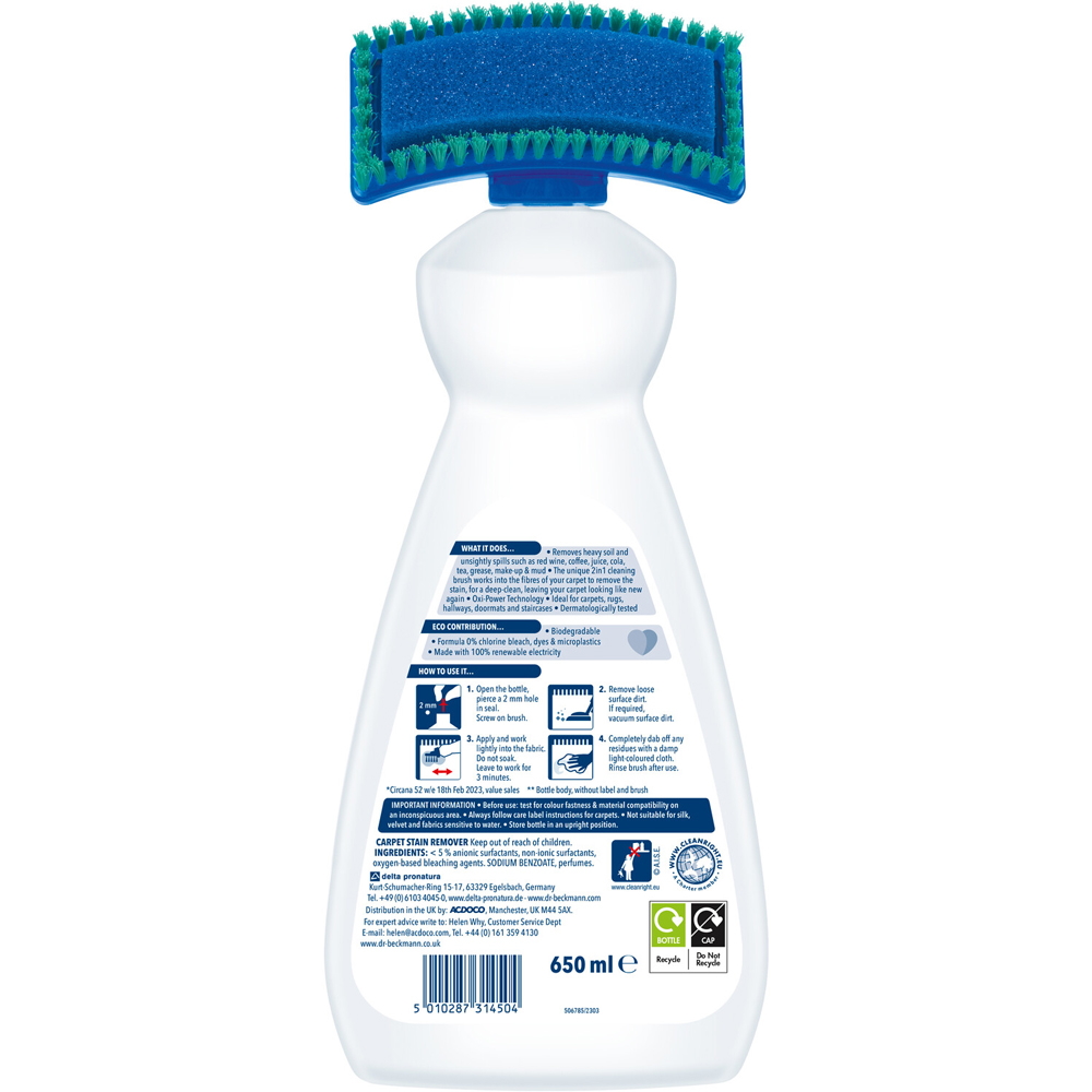 Dr Beckmann Carpet Cleaner with Brush 650ml Image 2