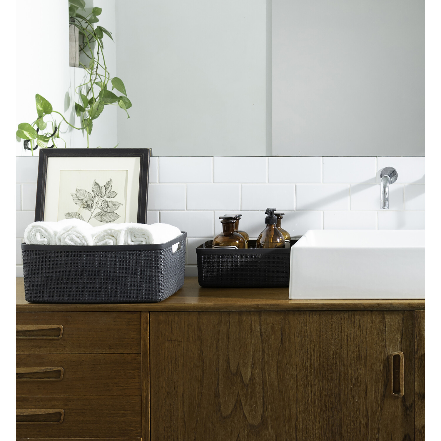 Curver 12L Deep Shadow Jute Design Storage Basket Image 4