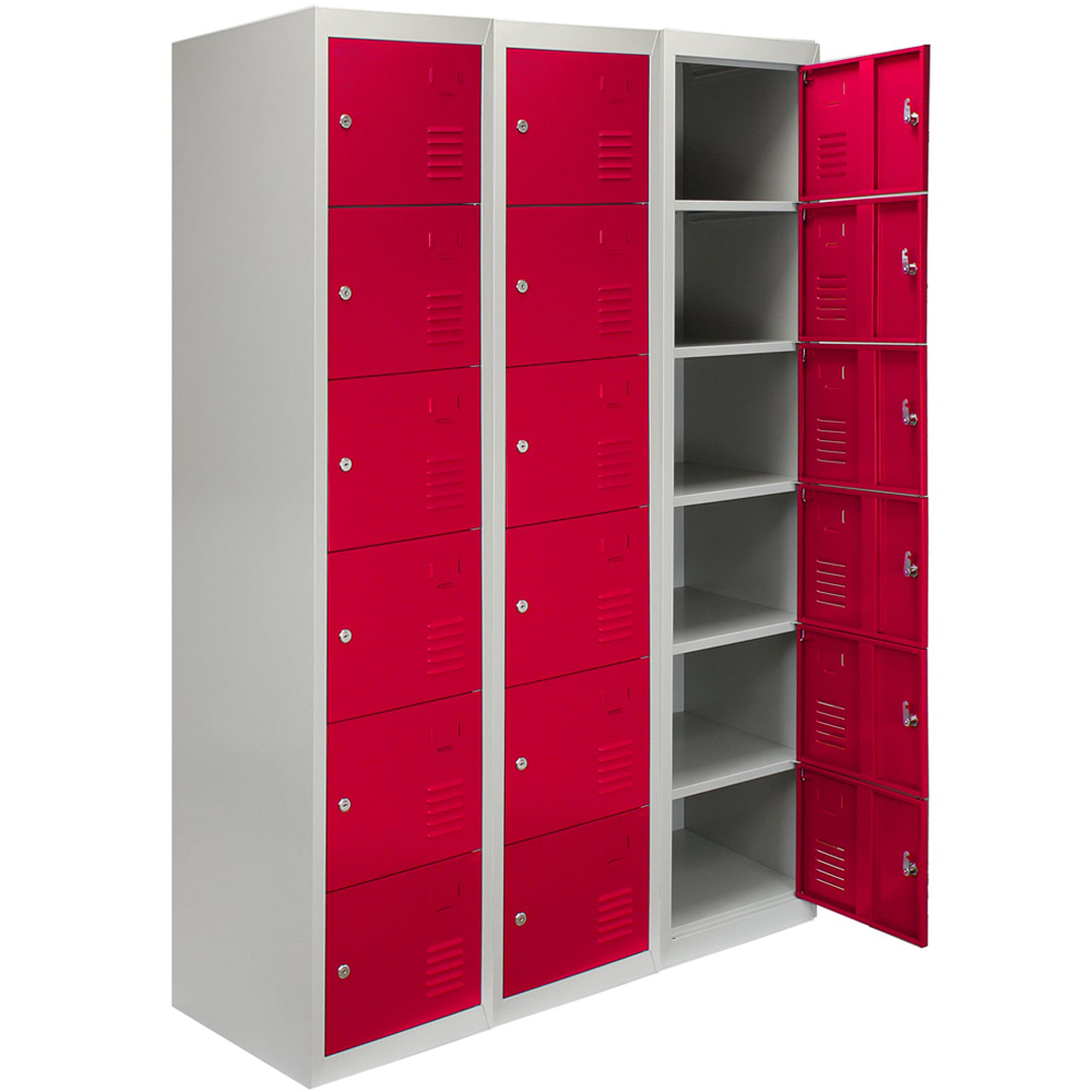 MonsterShop 6 Door Red Metal Storage Locker 3 Pack Image 3
