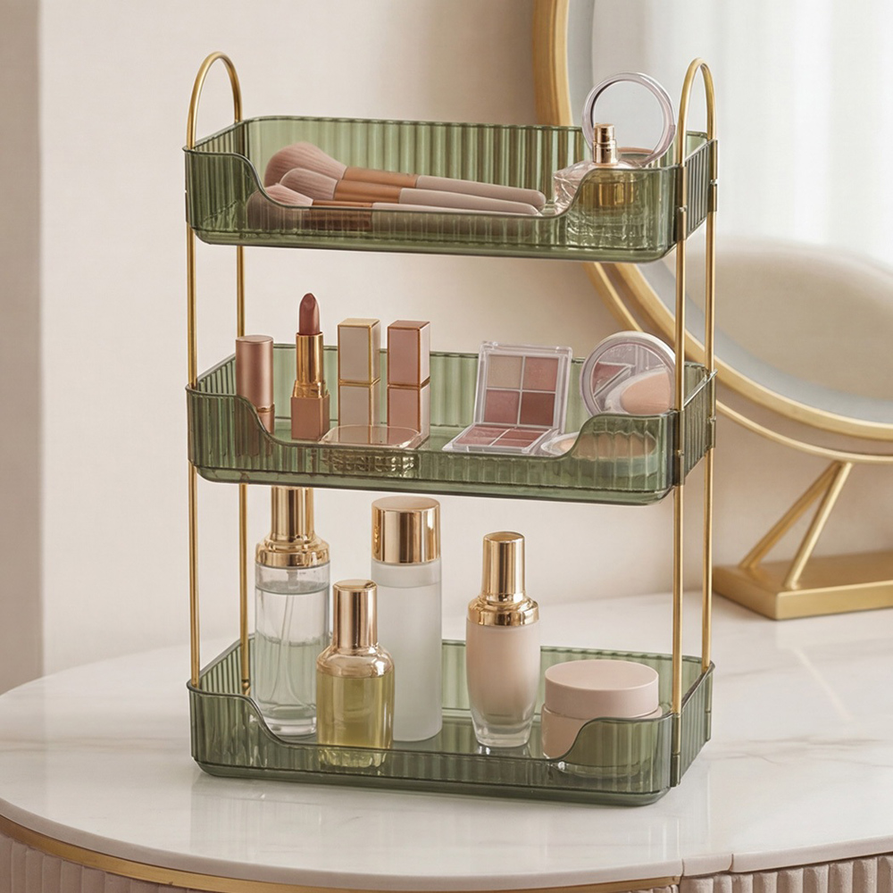 ilus Green 3 Shelf Makeup Organiser Rack Image 3