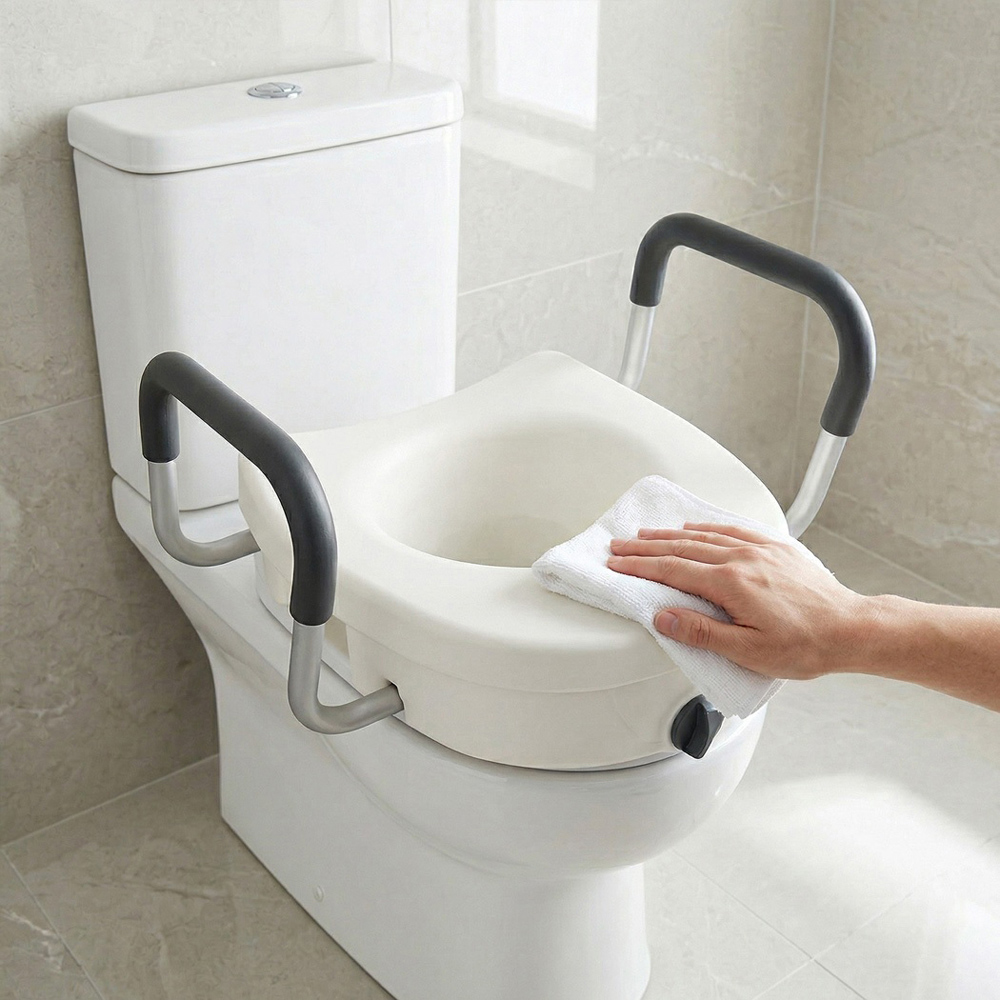 Levede Raised Toilet Seat with Armrest 4.7 inch Image 3