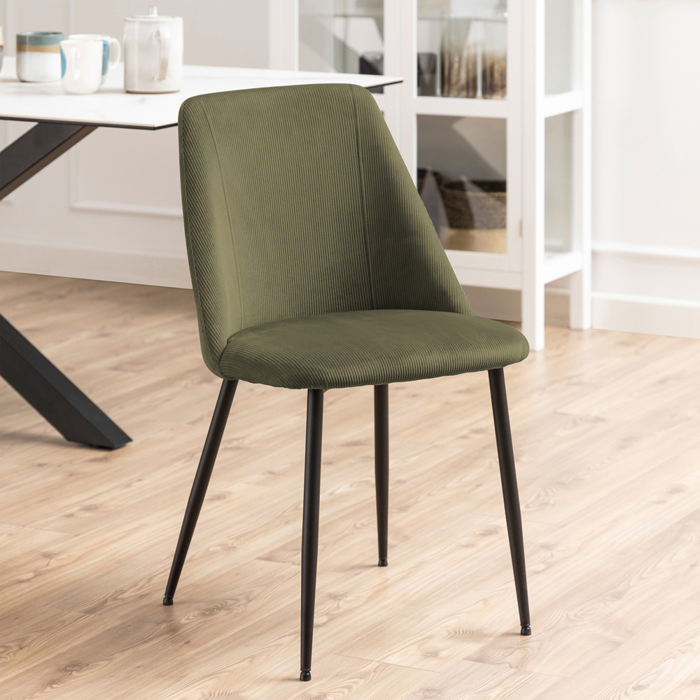 Furniture To Go Ines Corduroy Olive Green Dining Chair Set of 4 Image 9