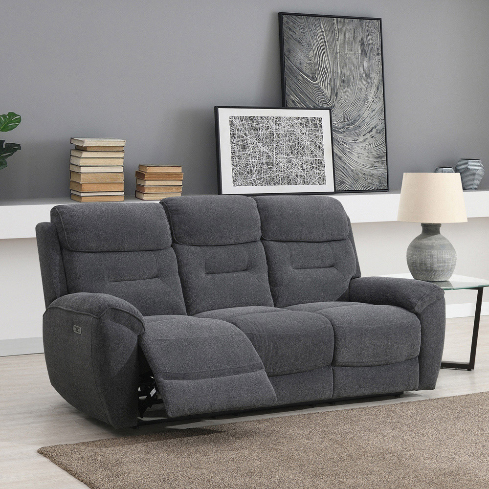 Ardee 3 Seater Dark Grey Power Recliner Sofa Image 5
