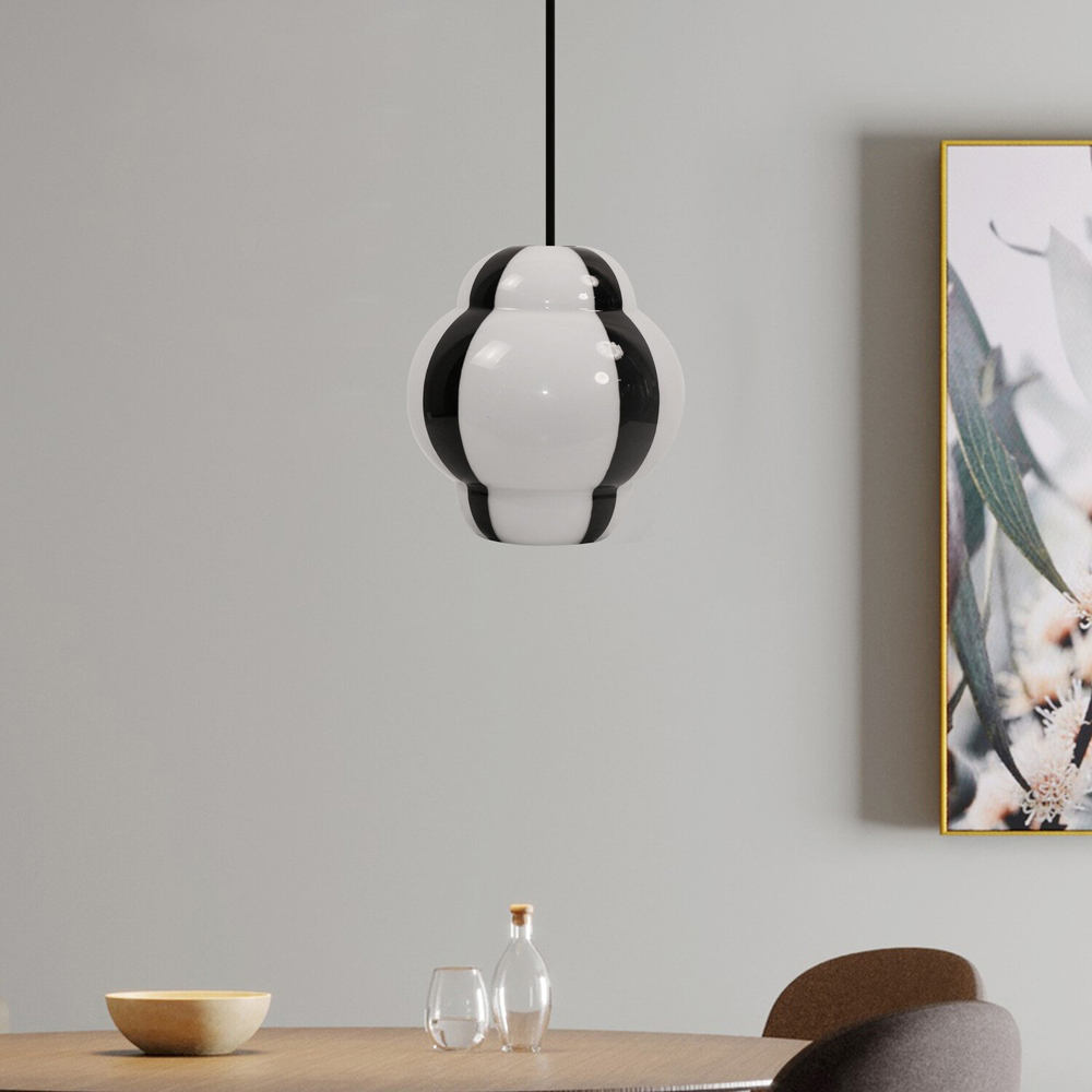 Jett Stripe Glass Pendant - White and Black Image 3