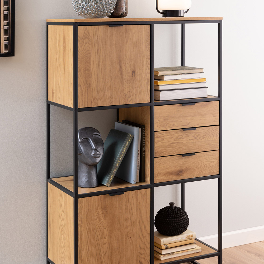 Furniture To Go Swindon Black 2 Door 3 Drawer 3 Shelf Bookcase Image 6