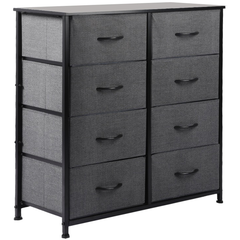 Levede Dark Grey and Black 8 Drawer Fabric Storage Unit Image 2