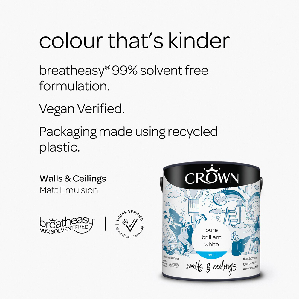 Crown Breatheasy Pure Brilliant White Matt Emulsion Paint 2.5L Image 7