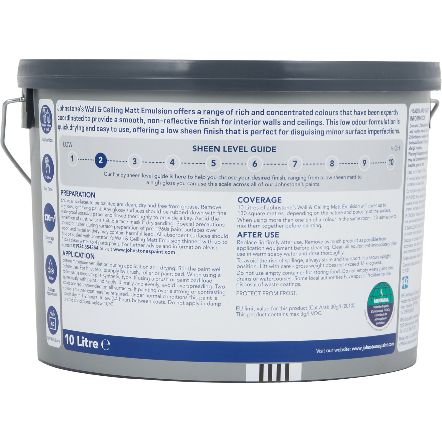 Johnstone's Wall & Ceiling Frosted Silver Matt Paint 10L Image 4
