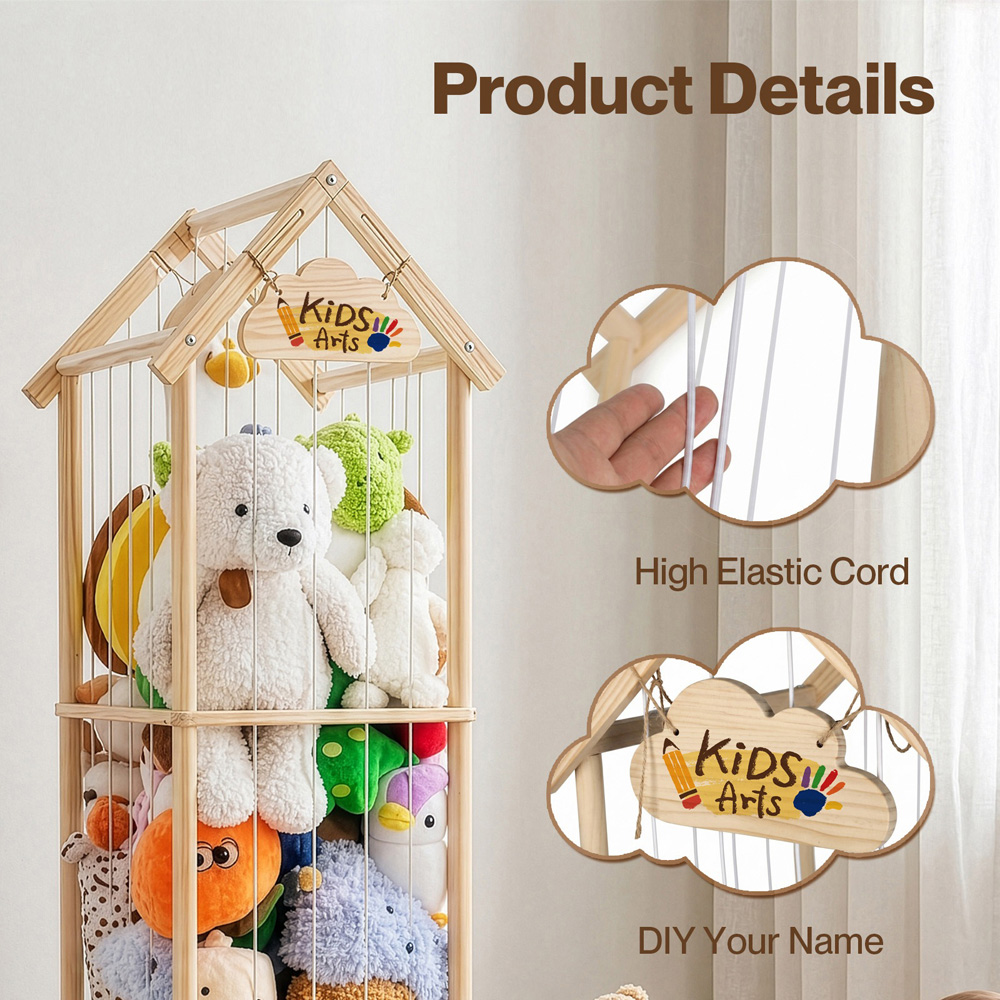 Levede House-Shaped Kids Toy Organiser with Lockable Wheels Image 7