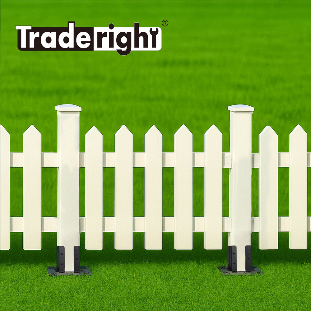 Traderight HW0300-UK 8 Piece Black Iron Fence Post Support Bracket Image 5