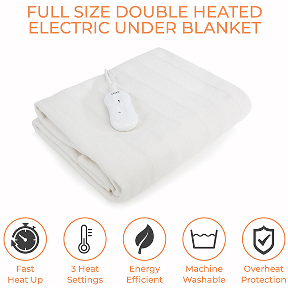 Carmen White Full Size Double Heated Under Blanket with Overheat Protection Image 2