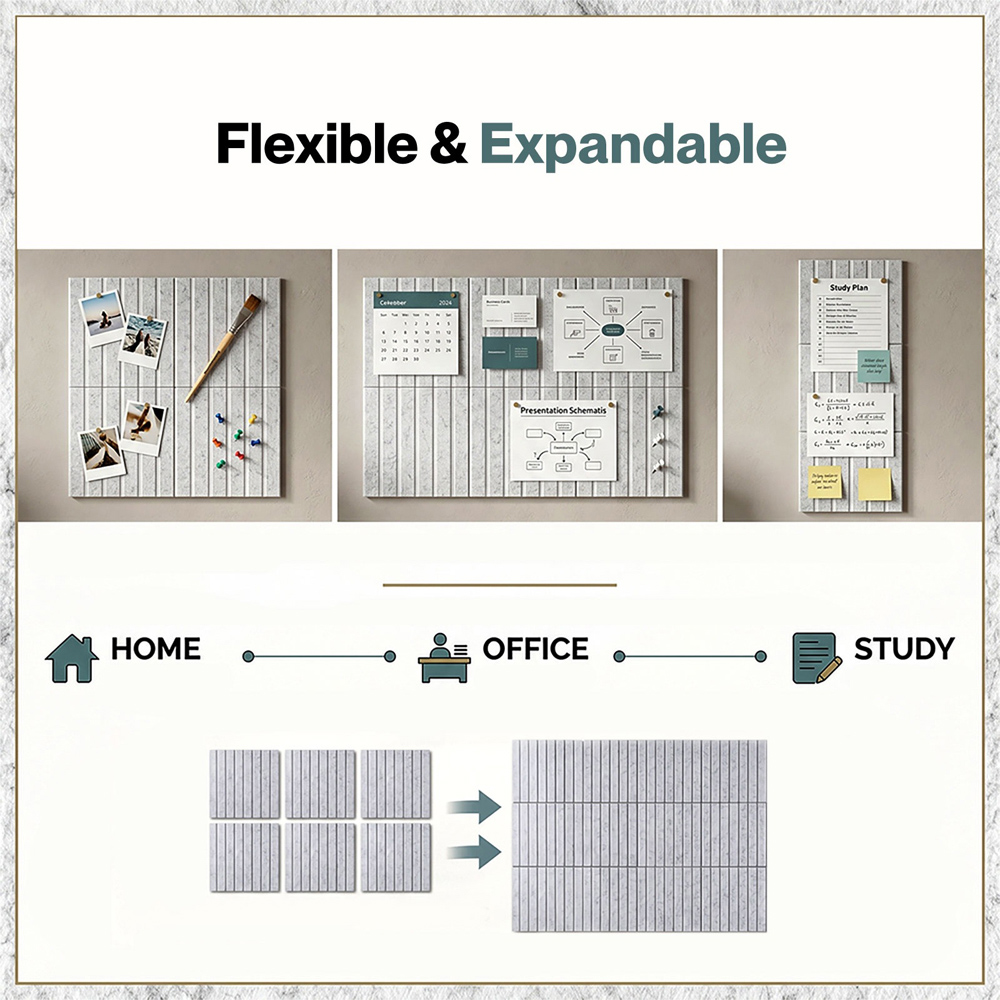 Levede Grey Felt Self Adhesive Notice Board Wall Tile 30 x 30cm 6 Pack Image 8