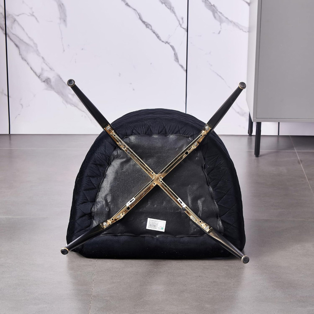 Life Interiors Vittorio Midnight Black Velvet Upholstered Dining Chair Set of 2 Image 4