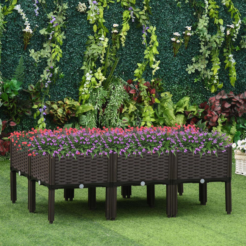 Outsunny Raised Flower Bed Brown Image 2