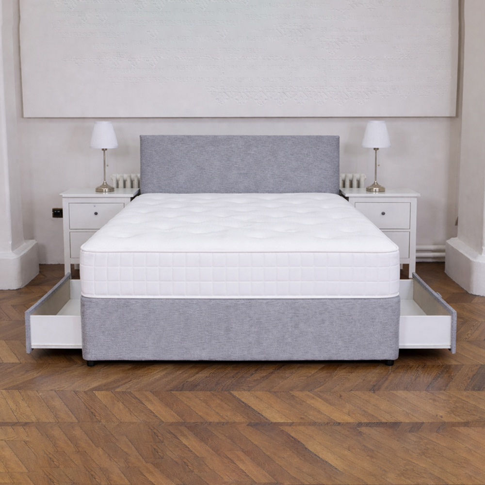 Langham Super King Size Grey 2 Drawer Divan with Headboard and Eclipse Pocket Mattress Image 3