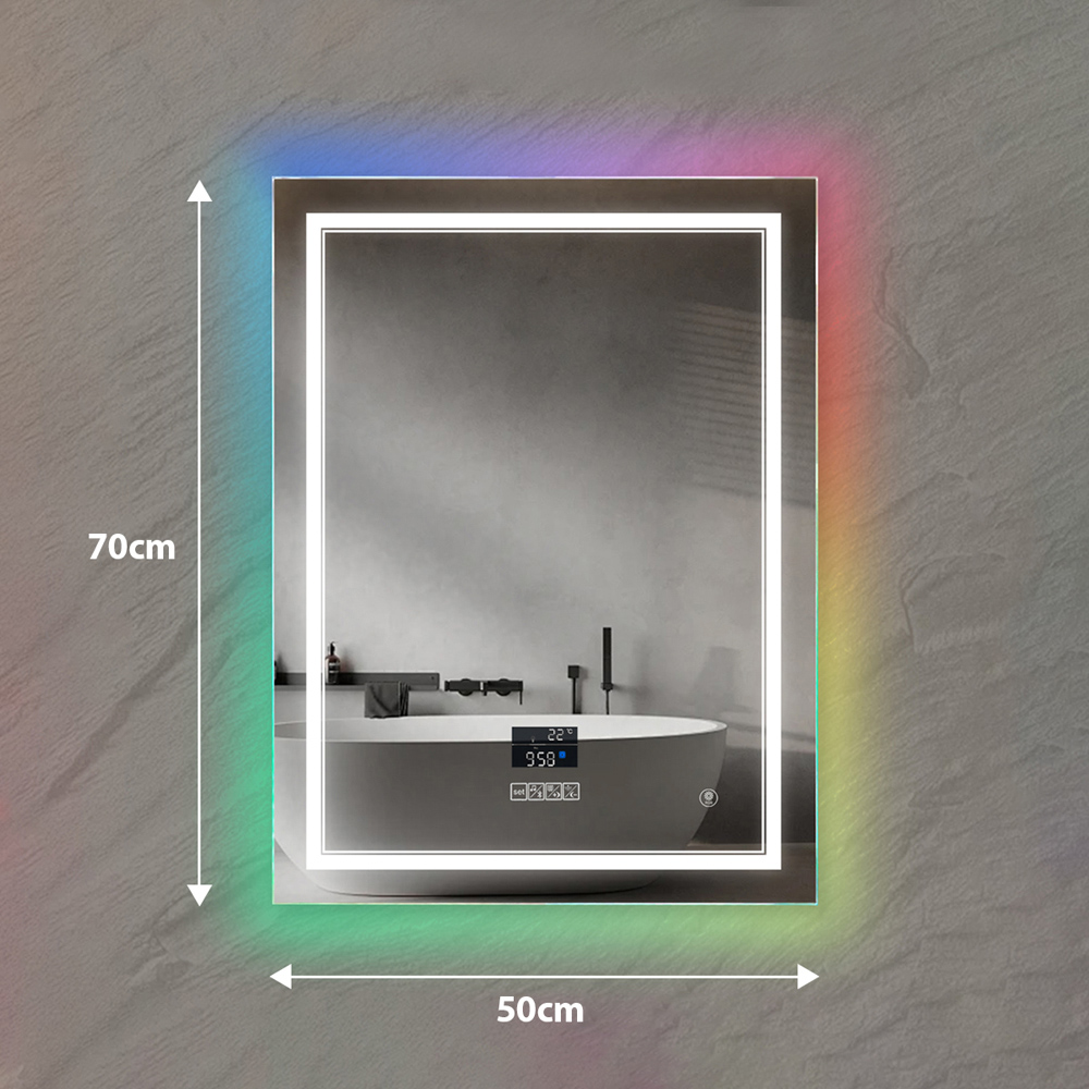 ENER-J RGB LED Anti-Fog Rectangular Mirror with Bluetooth Speaker 70 x 50cm Image 7