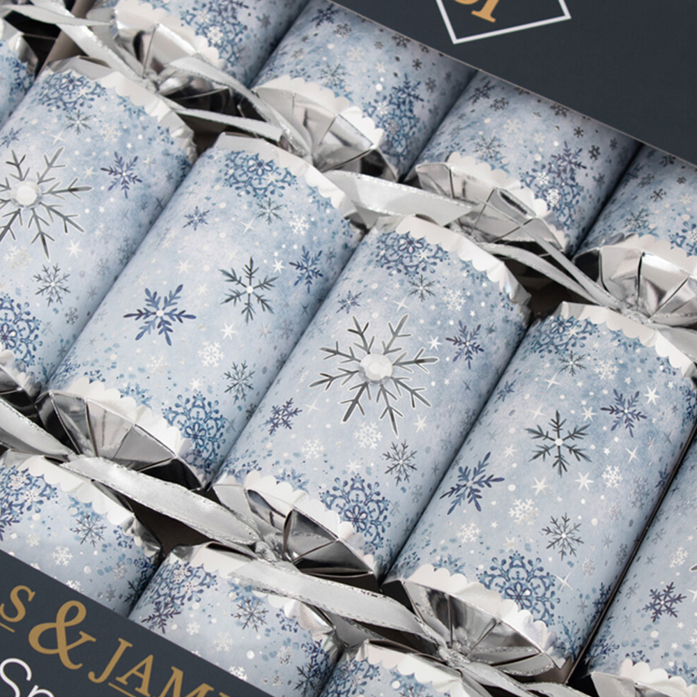 Pack of 8 Frosted Snowflakes Deluxe Crackers - Silver Image 4