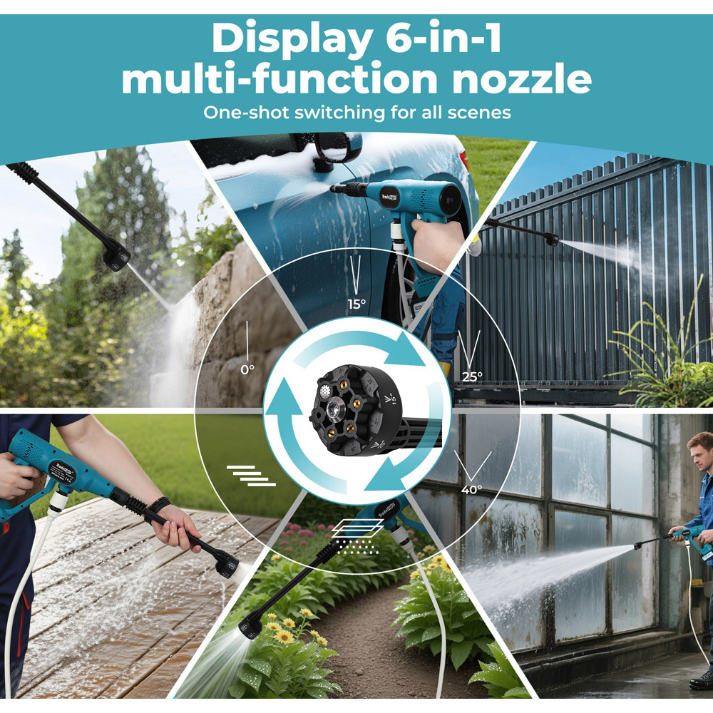 Traderight HW0297-UK Cordless Handheld Pressure Washer 50 Bar with 2 Batteries Image 5