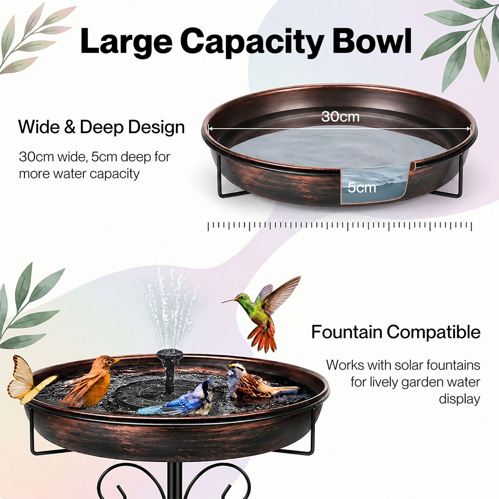 TOQUE Black and Brass Metal Bird Bath and Feeder Image 5