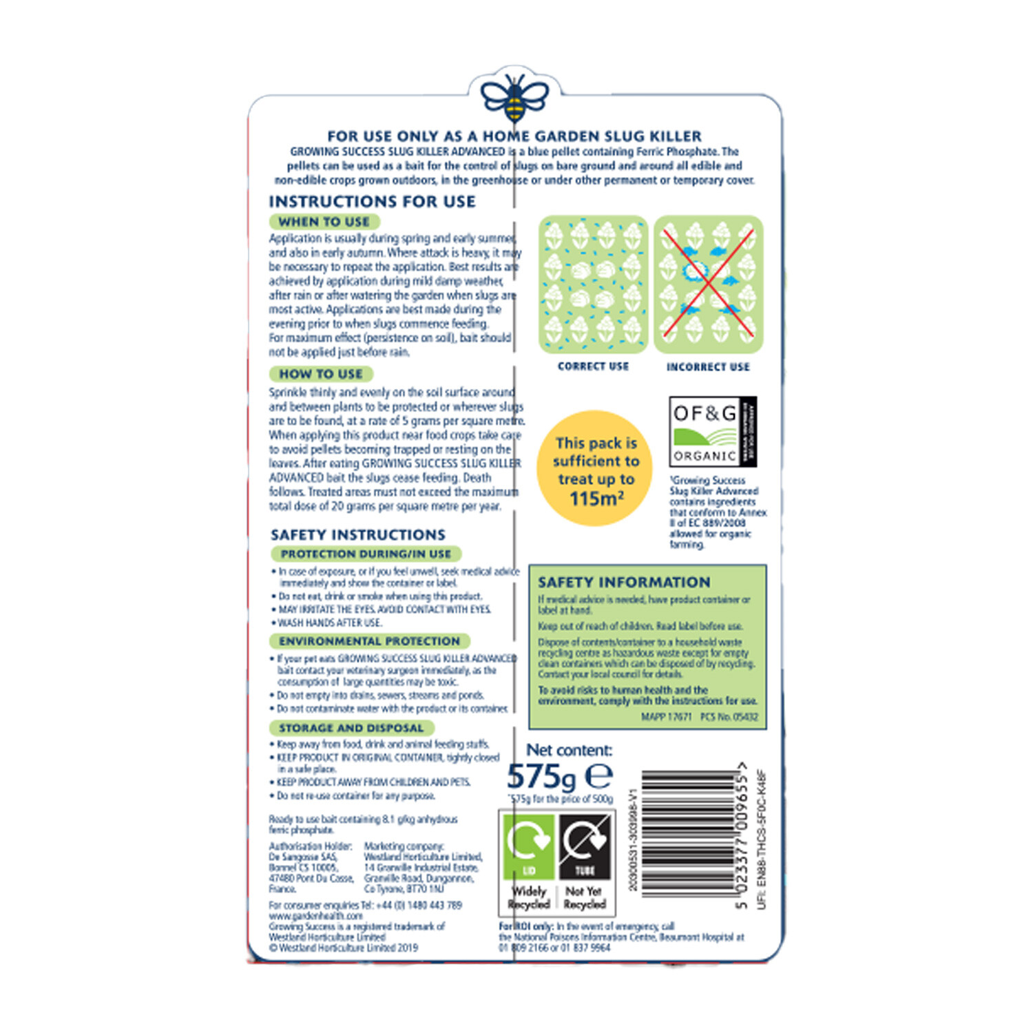 Growing Success Slug Killer Pellets 575g Image 2