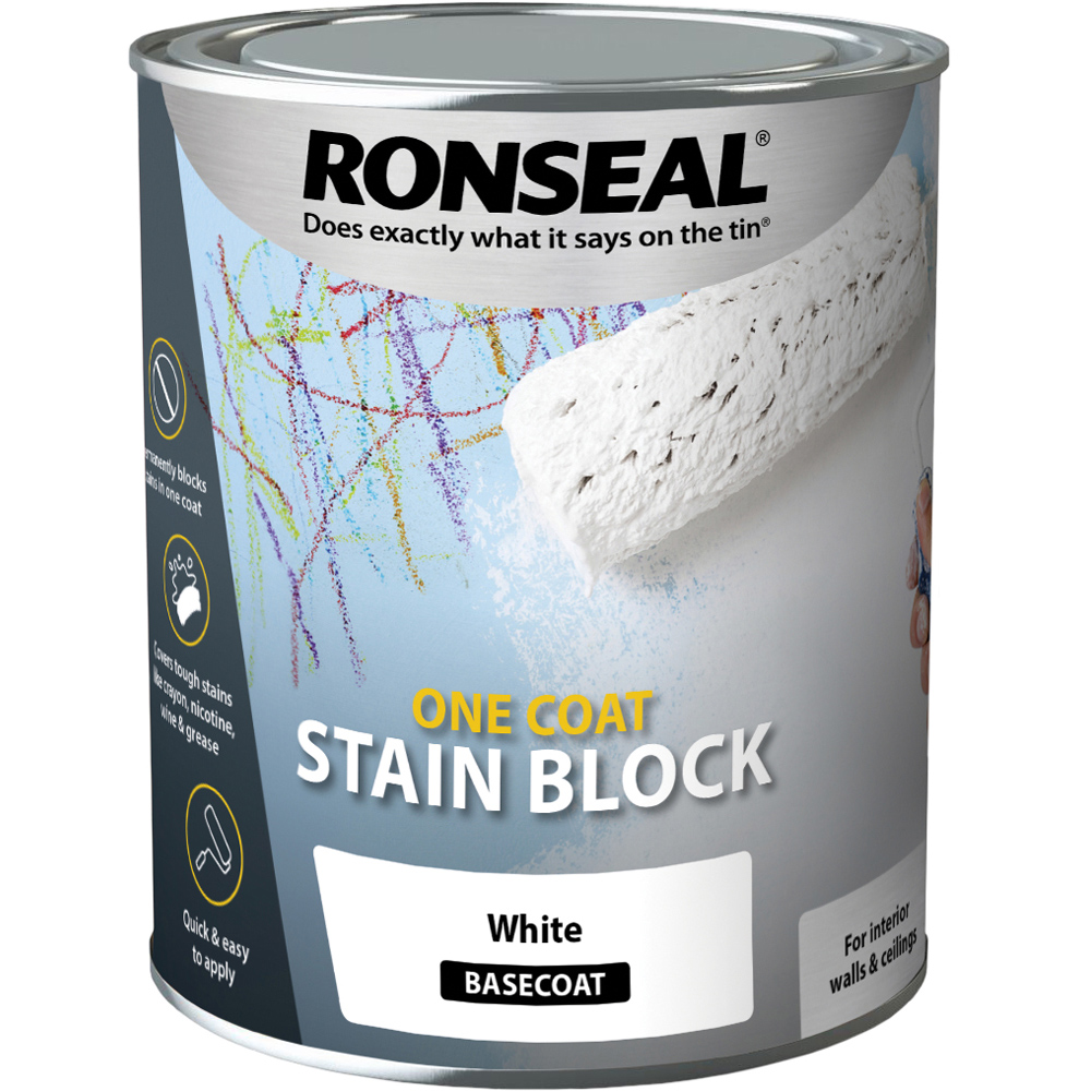 Ronseal White Satin One Coat Stain Block 750ml Image 2