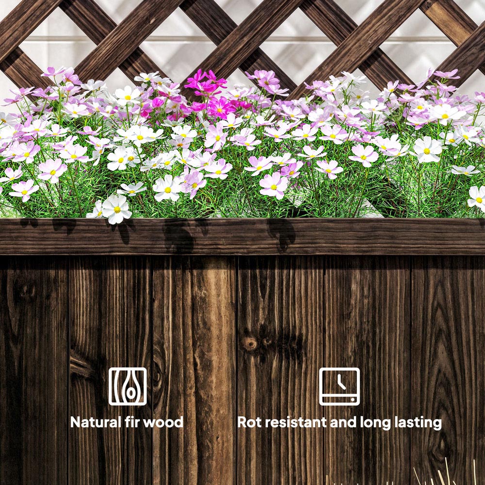 Outsunny Carbonised Finish Wooden Garden Planter with Trellis 45L Image 7
