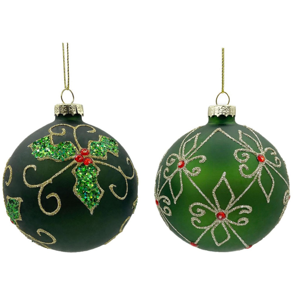 Green Red Jewel Holly Bauble Image