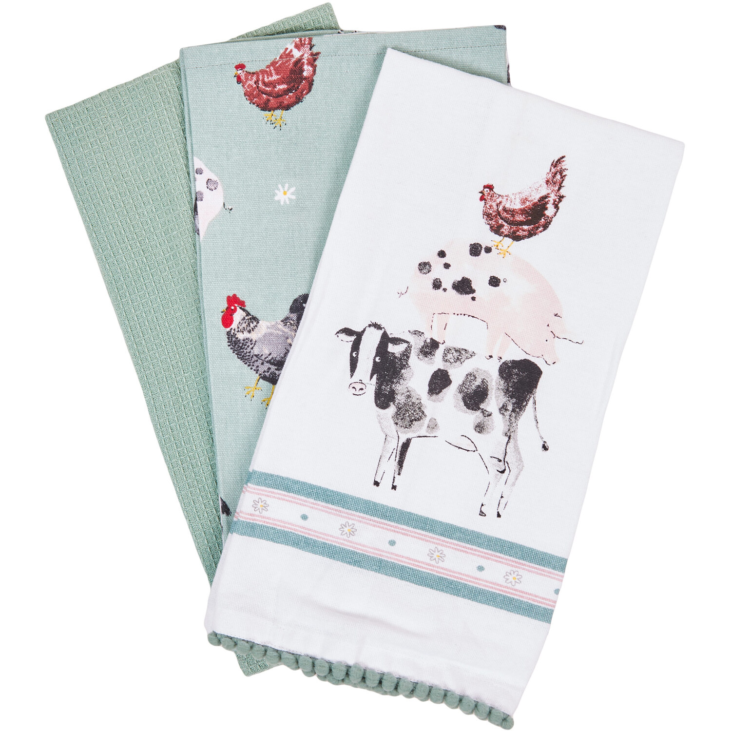 Pack of 3 Daisy Farm Tea Towels Image 3