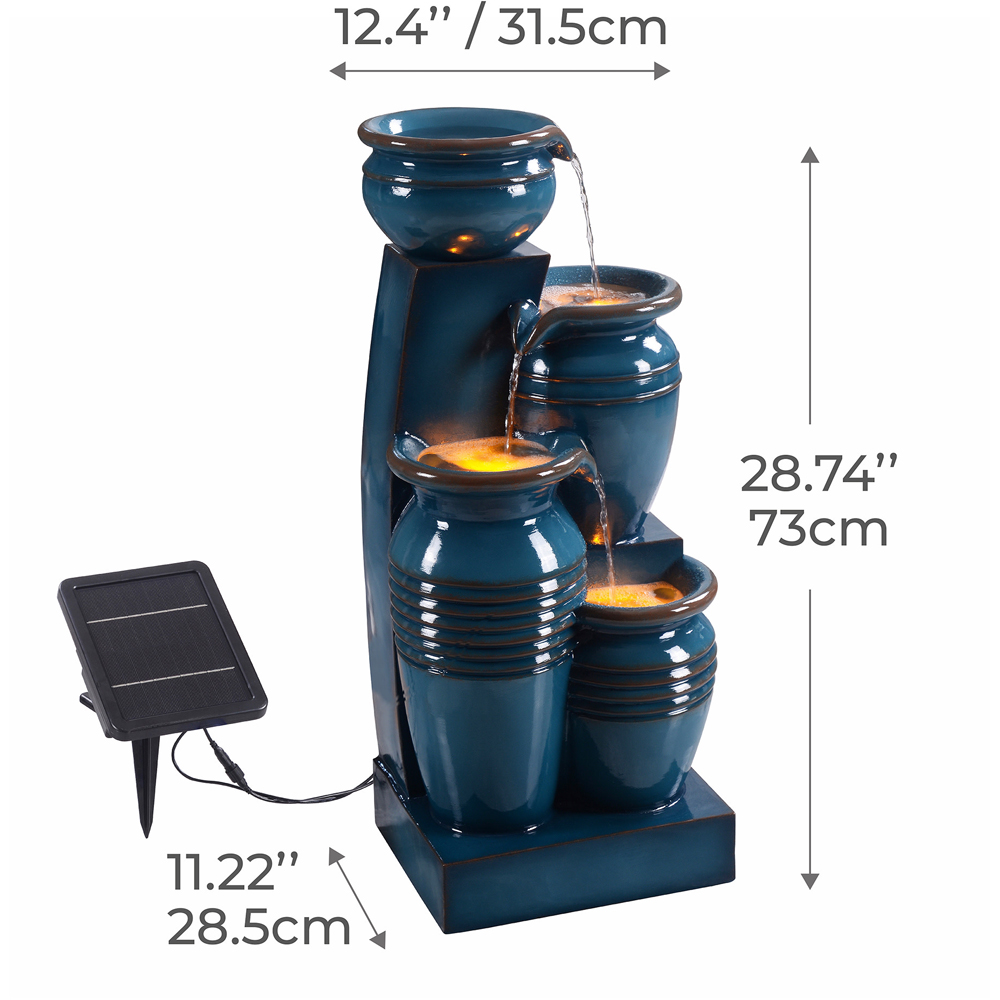 Teamson Home Blue 4-Tier Cascading Bowl Solar Outdoor Fountain 28.7 inch Image 8