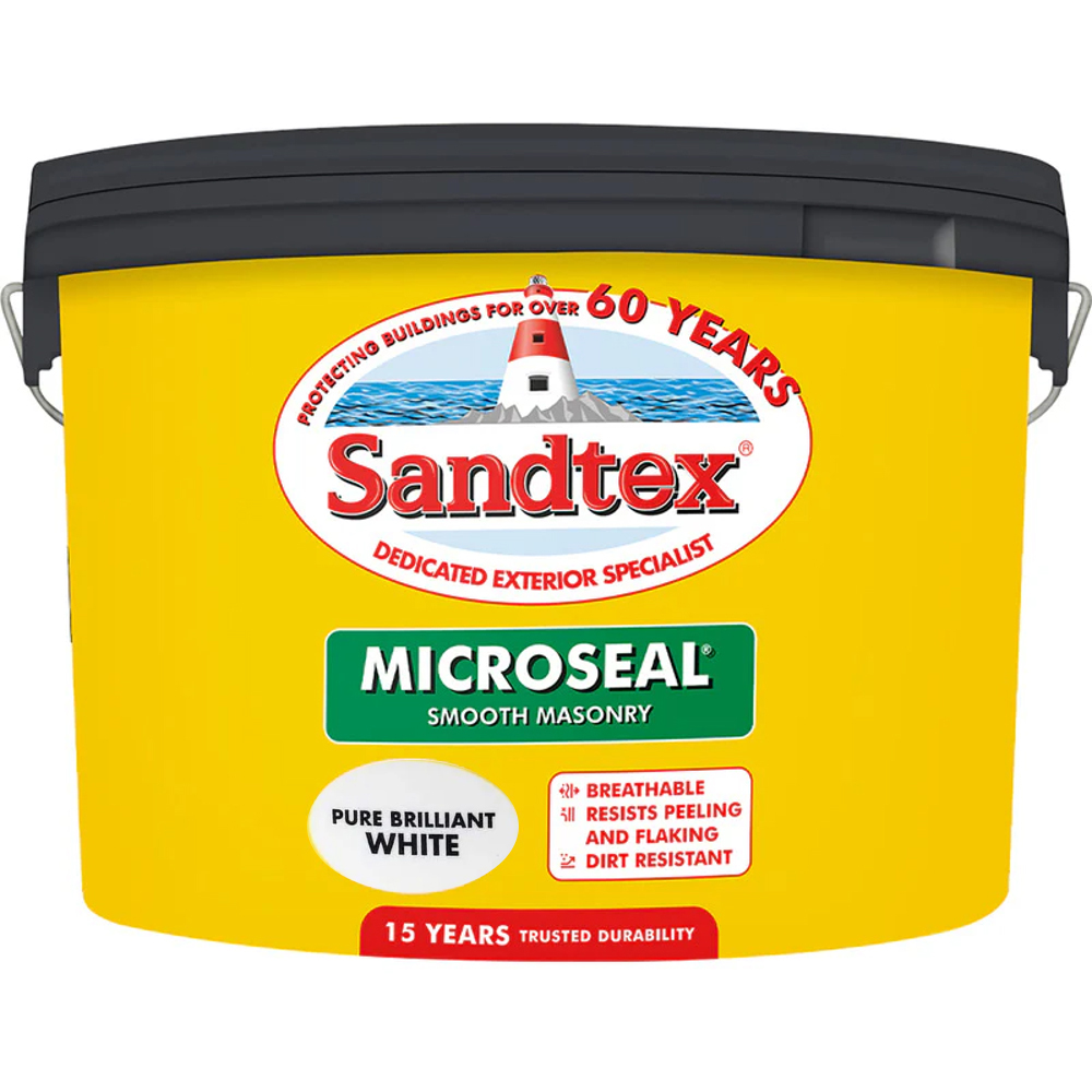 Sandtex Retail Brilliant White Microseal Masonry Paint 7.5L Image 2